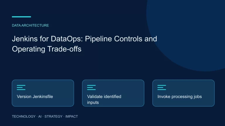 Jenkins for DataOps: Pipeline Controls and Operating Trade-offs: Version Jenkinsfile, Validate identified inputs, Invoke processing jobs