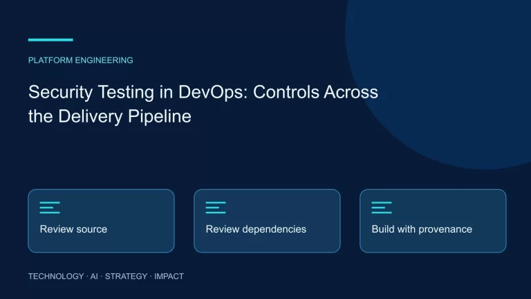 Security Testing in DevOps: Controls Across the Delivery Pipeline: Review source, Review dependencies, Build with provenance